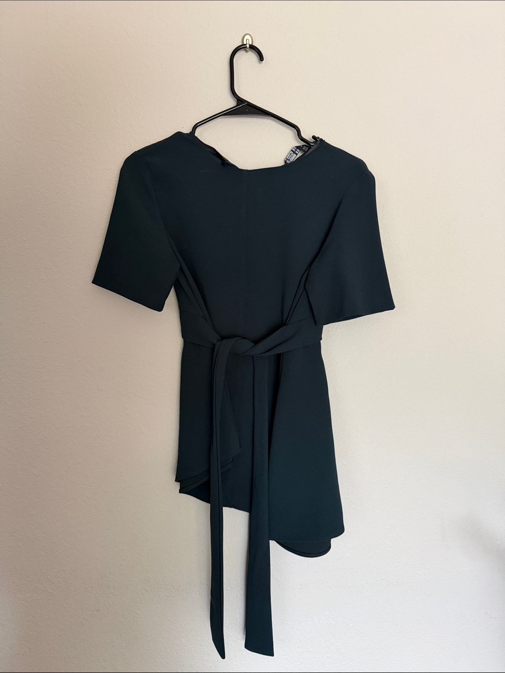 Zara Dark Green Esmerald Asymmetric Tie-Waist Dress